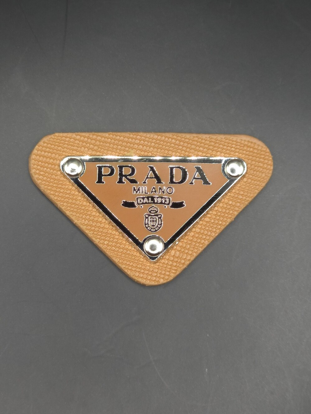 Caramel Prada Triangle Patch/Croc Charm